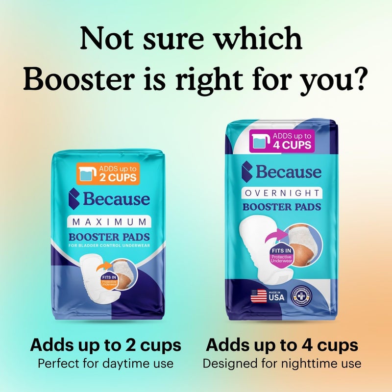 because Maximum Incontinence Booster Pads, Adult Diaper Doubler Adds 2 Cups of Extra Absorbency, Discreet, Soft Leak Protection for Men & Women, Fits Inside Disposable Underwear, 180 Count - Image 4